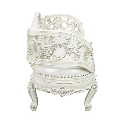 76" Antique White Rococo Style Bench with Storage