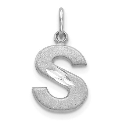 Black Bow Jewelry 14k White Gold, Julia Collection, Small Satin Block Initial S Pendant