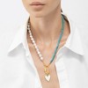 Adornia 14k Gold Plated Turquoise and Freshwater Pearl Lock and Heart Pendant Necklace - 2 of 3