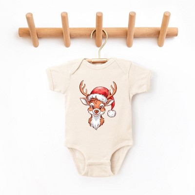 The Juniper Shop Cute Reindeer Head Baby Bodysuit