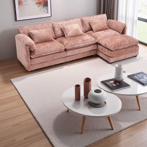 112" Chenille L-Shaped Cloud Sectional Sofa with Removable Ottoman - 1 of 4