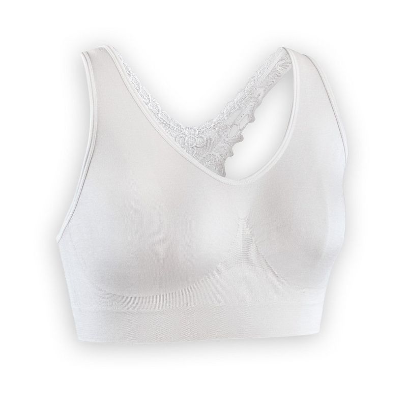 Collections Etc Seamless Lace Butterfly Racerback Bra - Soft Nylon with Slip-On Design, 1 of 4