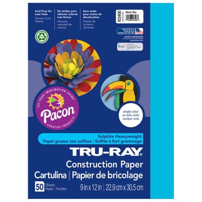 Tru-Ray Construction Paper, Atomic Blue, 9" x 12", 50 Sheets (Pack of 6)