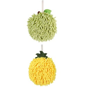 REGALWOVEN 2 Pack Soft Absorbent Chenille Fuzzy Ball Hand Towels for Bathroom Home Decor 6" x 6" - 1 of 4