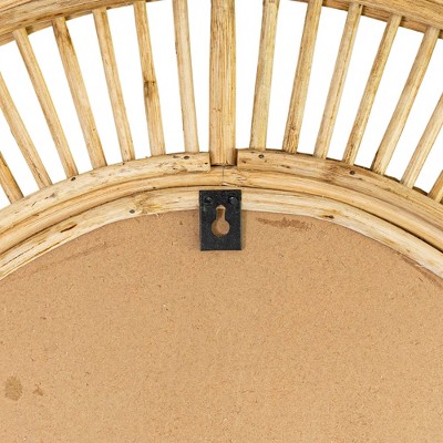Natural Rattan Arched Wall Mirror with Glass Frame