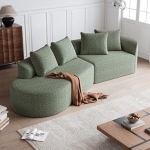 KWPZQEB 112" Oversized Sectional Sofa, 4-Seater Curved Sofa with Upholstered, Modern Cloud Couch with Deep Seat & 4 Throw Pillows for Living Room - 1 of 4