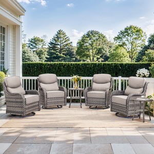 Gymojoy Outdoor Patio Swivel Chairs Glider Chair Set with 6" Thick Cushions All Weather Glider Chairs and Side Table for Garden - 1 of 4