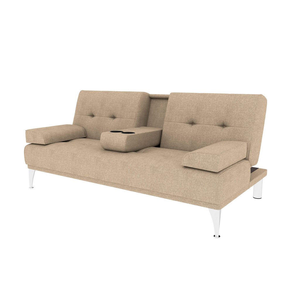 Photos - Sofa Serta Miley Convertible Futon  Bed with Chaise Brown -  Sand Brown 