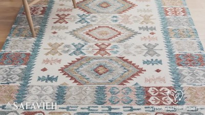 Ivory and Multicolor Hand-Tufted Wool 8' x 10' Area Rug