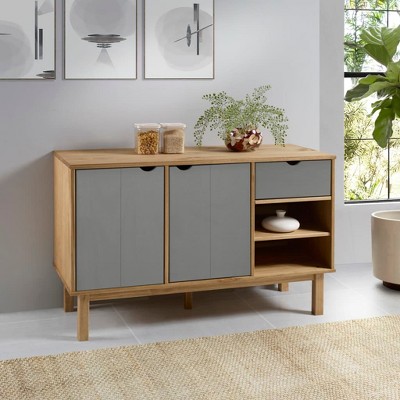 vidaXL Sideboard OTTA Brown and Gray 44.9 in.x16.9 in.x28.9 in. Solid Wood Pine