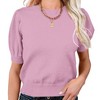 Coolmee Women's Puff Short Sleeve Sweater Tops Fashion Business Casual Knit Crew Neck T Shirts Outfits Work Blouses Clothes - 2 of 3