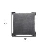 HomeRoots Dark Gray Solid Pearl Beaded Edge Throw Pillow - 3 of 4