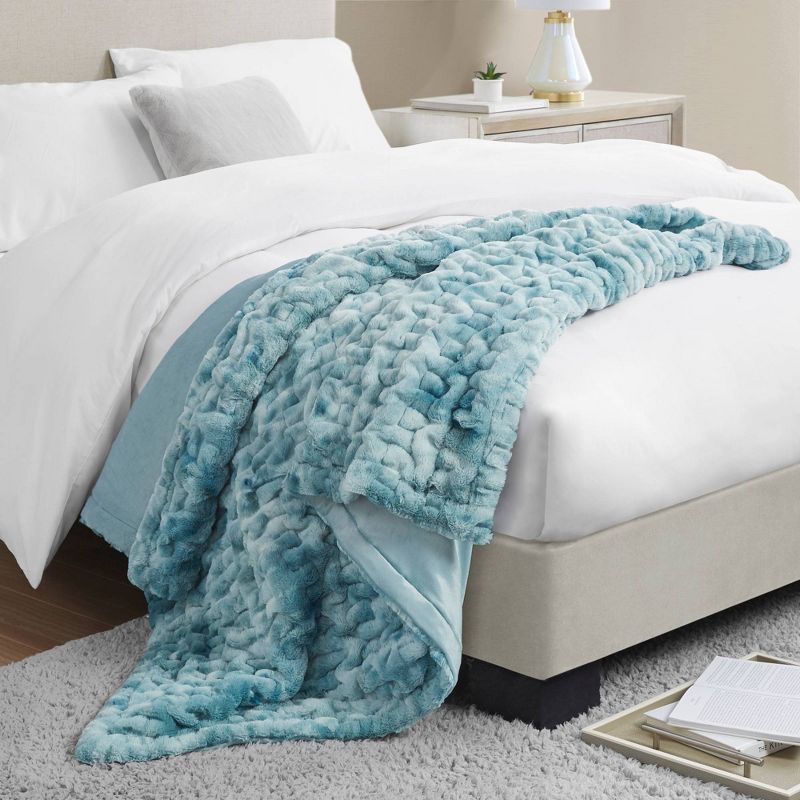 50"x60" Ruched Faux Fur Throw Blanket - Madison Park, 2 of 12