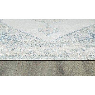 Isabella Blue Medallion Synthetic Rectangular Rug 9'3" x 11'10"