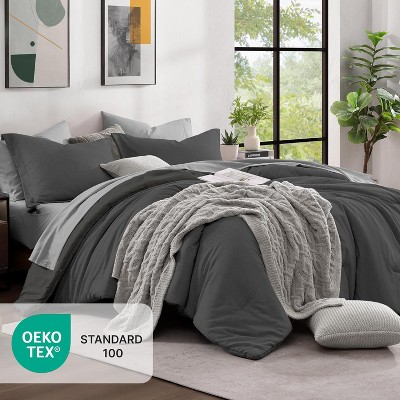 Der Rose BALHAM TRADE-7 Pieces Queen Comforter Set Bed in a Bag with Comforter Sheets Pillowcases Shams Dark Grey-7Piece-Queen 90"x90" — фото 6