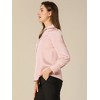 INSPIRE CHIC Women's Puff Long Sleeve Point Collar Vintage Button Work Satin Shirt - 4 of 4