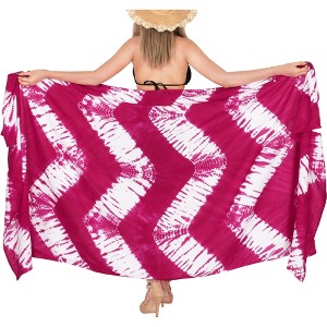 LA LEELA Women's Beachwear Summer Bikini Wraps Beach Wrap Swimwear Coverups Sarong Swim Cover Up Skirt Swimsuit Pareo for Women One Size Red,Tie Dye - 1 of 4