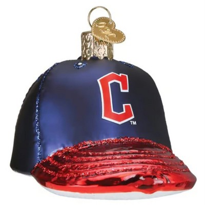Old World Christmas Blown Glass Ornament for Christmas Tree, Cleveland Guardians Baseball Cap (with OWC Gift Box)