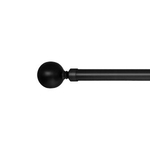 Versailles Lexington Ball Steel Heavy Duty Curtain Rods for Windows Set Black - 1 of 4