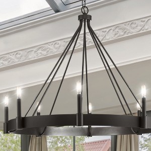 Urban Ambiance Luxury Modern Farmhouse Indoor Chandelier,  27''H x 38"W x 38''D,  Matte Black Finish, UHP4485 - 1 of 4