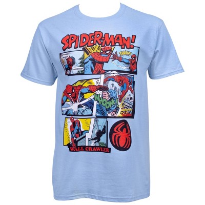 Adult Spider-Man Comic Panels Blue T-Shirt - Large