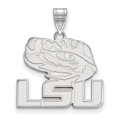 Black Bow Jewelry 14k White Gold Louisiana State Fighting Tigers NCAA Large Pendant