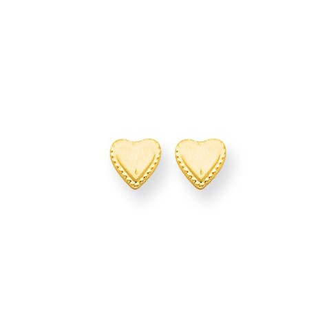 Black Bow Jewelry Kids 6mm Textured Edge Heart Post Earrings in 14k Yellow Gold - image 1 of 2