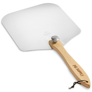 Pie Supply Aluminum Pizza Peel with Foldable Wooden Handle for Homemade Pizzas and Baking Bread - 1 of 4