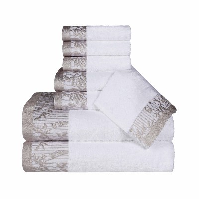 Charming Floral Accent Cotton Towel Set by Blue Nile Mills