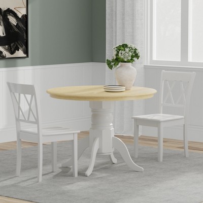 Glenwillow Home 42" Round Pedestal Dining Table + Double X-Back Dining Chairs Dining Set