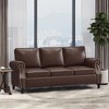 Contemporary PU Leather Sofa, 3-Seater with Nailhead Detailing and Birch Wood Frame for Living Room - 4 of 4