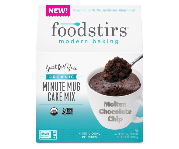 Foodstirs Organic Molten Chocolate Chip Minute Mug Cake Mix - 4ct