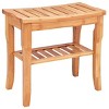 Costway Bamboo Shower Seat Bench Bathroom Spa Bath Organizer Stool with Storage Shelf - 2 of 4