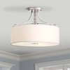 Minka Lavery Modern Industrial Ceiling Light Semi Flush Mount Fixture 16 1/2" Brushed Nickel White Linen Drum for Bedroom Kitchen - 2 of 3