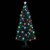 vidaXL 6 ft Pre-Lit Christmas Tree with Stand, Green Fiber Optic Xmas Tree, Dual LED/Optic Lights, Snowy Tips & LED Star - 3 of 4