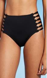 Women's Knot Side High Waist Bikini Bottom - Shade & Shore™ Black