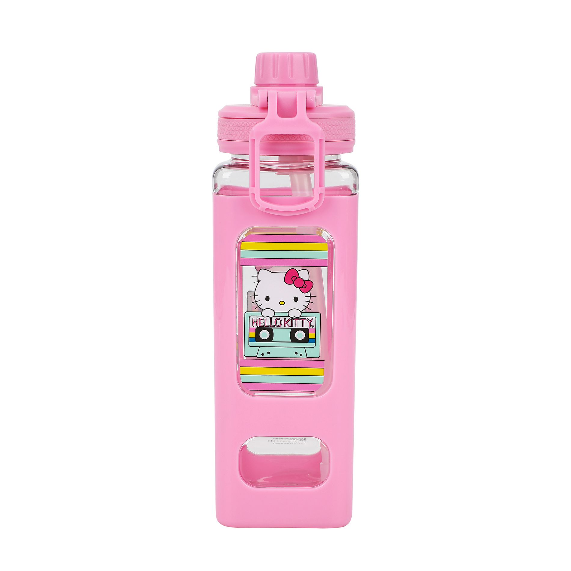 Hello Kitty Cassette Tape 24 Oz Pink Plastic Water Bottle