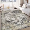 Vintage Persian Distressed Area Rug Washable Medallion Print Carpet - 2 of 4