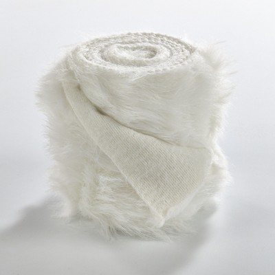 White Faux Fur Polyester Table Runner, 78 Inches