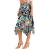 Women's Flowy Handkerchief Hem Midi Skirt - Asymmetric Boho Chic A-Line Skirt Blue Floral Blue Floral - 4 of 4