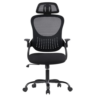 Mesh Breathable Backrest Office Chair, High Back-Adjustable Headrest With Lumbar Upport And Flip-Up Armrests Task Chair-Cuddlewood