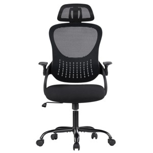 Mesh Breathable Backrest Office Chair, High Back-Adjustable Headrest With Lumbar Upport And Flip-Up Armrests Task Chair-Cuddlewood - 1 of 4