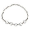 ELYA Women's Gray Crystal Pearls and Steel Bead Stretch Bracelet (4mm Wide) - 3 of 4