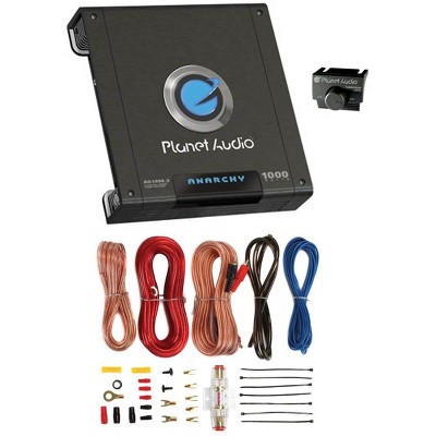 Planet Audio AC10002 1000W 2 Channel Car Amplifier and 8 Gauge Installation Amplifier Kit and Input Selectivity Selector Included