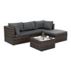 5pcs Outdoor Patio Furniture Set, Sectional Sofa Furniture With Conor Seat Chairs, Single Sofa, Ottoman, Coffee Table, Seasonal PE Wicker Furniture - 2 of 4