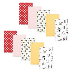 Hudson Baby Infant Girl Cotton Flannel Burp Cloths, Girl Farm, One Size - 1 of 4