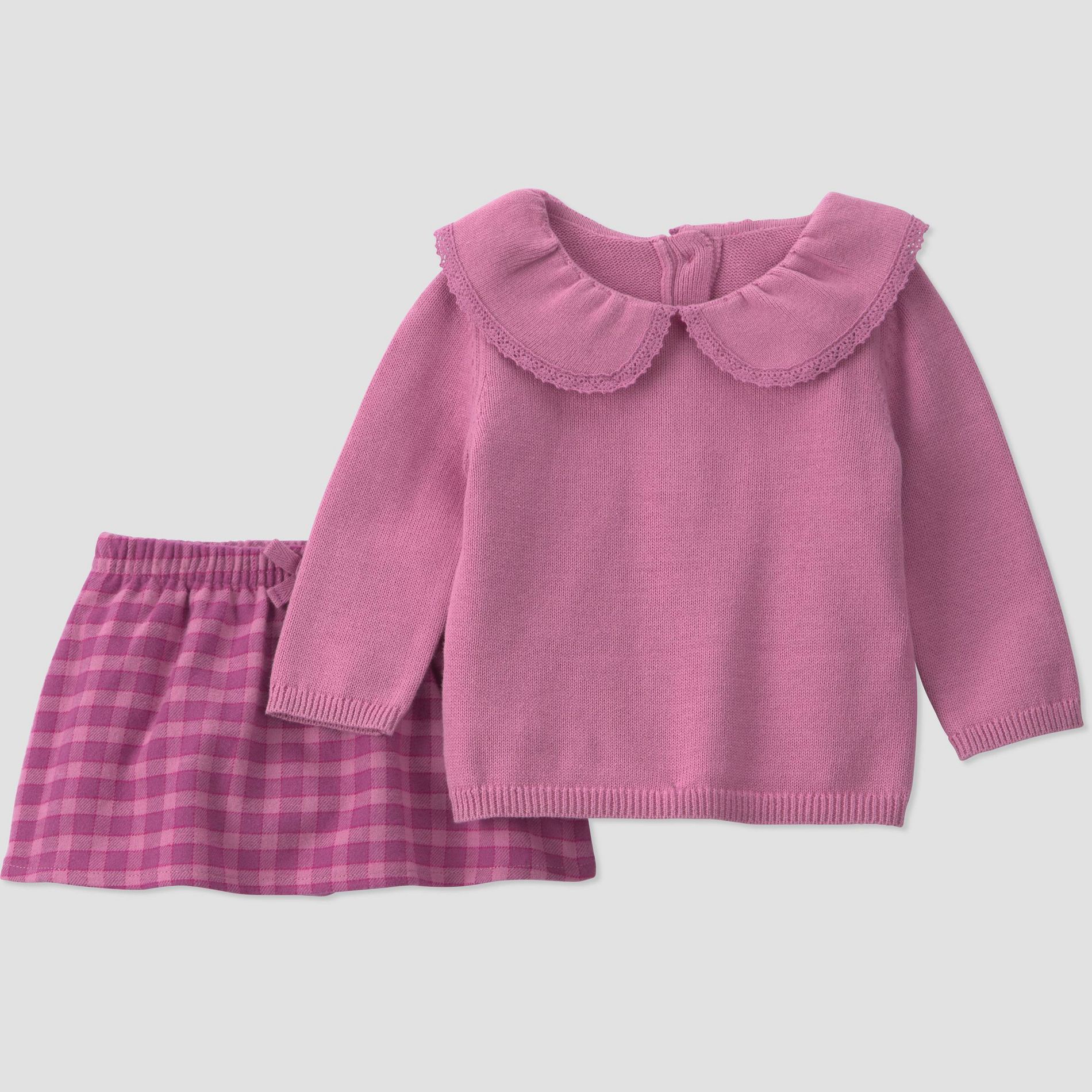 Carter's Just One You® Baby Girls' Sweater and Plaid Skirt Set - Plum Purple