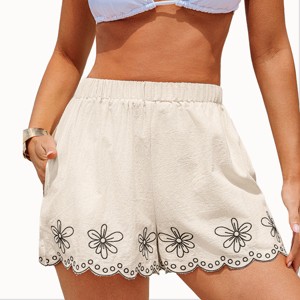 Women's Embroidered Floral Beach Shorts - Cupshe - 1 of 4