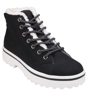 GC Shoes Justine Fur Rimmed Lace Up Ankle Booties