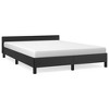 vidaXL Bed Frame with Headboard, Black, 53.9"x74.8" Full Faux Leather - 3 of 4